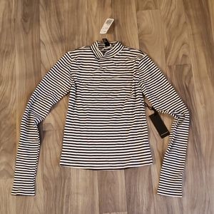 Striped mock neck